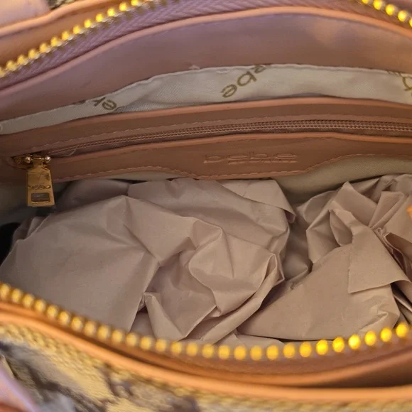 bebe Talulla Mini Satchel Blush Monogram Logo Crossbody Shoulder Bag NWT - Picture 10 of 12